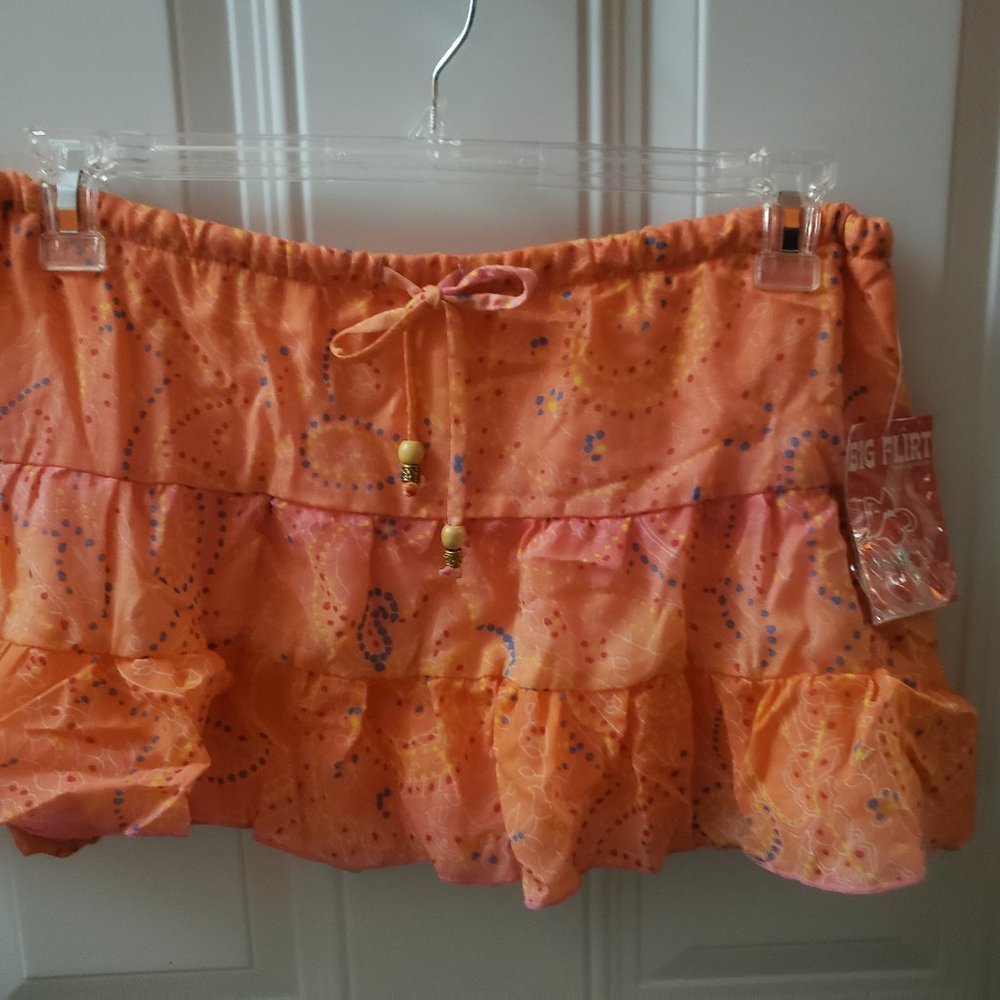 New Big Flirt Orange & Pink Skirt Juniors Large